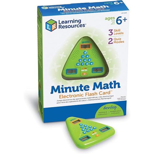 Learning Resources Minute Math Electronic Flash Card, Homeschool, Early Algebra Skills, 3 Difficulty Levels, Ages 6+