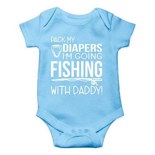 AW Fashions Pack My Diapers, I'm Going Fishing With Daddy Baby Bodysuit Newborn Boy Outfits Cute Romper