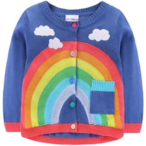 Mud Kingdom Toddler Sweaters Knitted Cardigan for Boys Girls 1-7 Years Rainbow