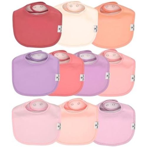 Diaper Squad 10-Pack 100% Organic Cotton Muslin Baby Bandana Bibs for Drooling & Teething Absorbent & Adjustable 0-36 months