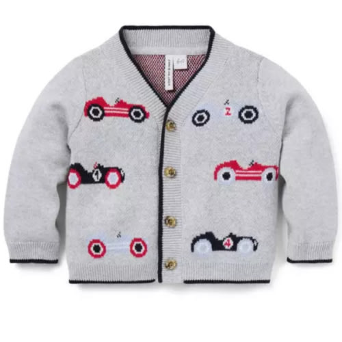 Baby Earl Grey Heather Baby Race Car Cardigan by Janie and Jack