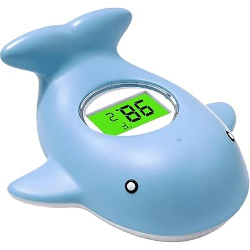 Baby Bath Thermometer for Infant & Toddler,Floating Digital Water Temperature Thermometer with 3-Color LED Backlight,Instant Accurate Reading,Baby Bath Toy,Hot & Cold Alert(Light Blue Whale)