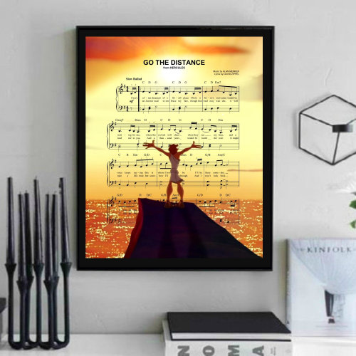 Hercules Go the Distance Sheet Music Wall Art, Canvas, Artwork, Art Print, Home Decor, Poster, Painting