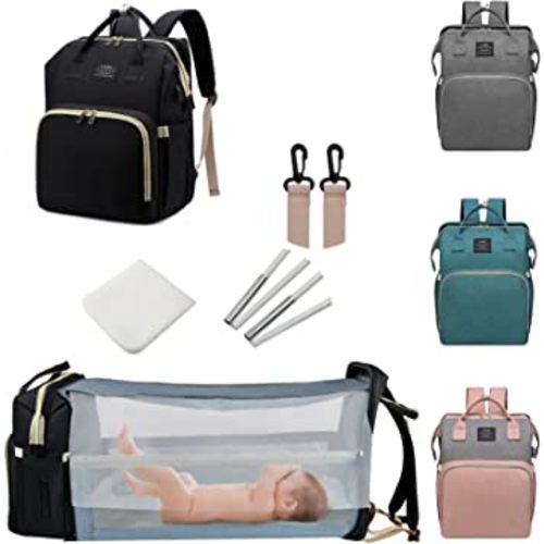 Diaper Bag with Changing Station,Diaper Bag Backpack,7 in 1 Travel Baby Diaper Bag,Mommy Bag With USB Charging Port (Black)