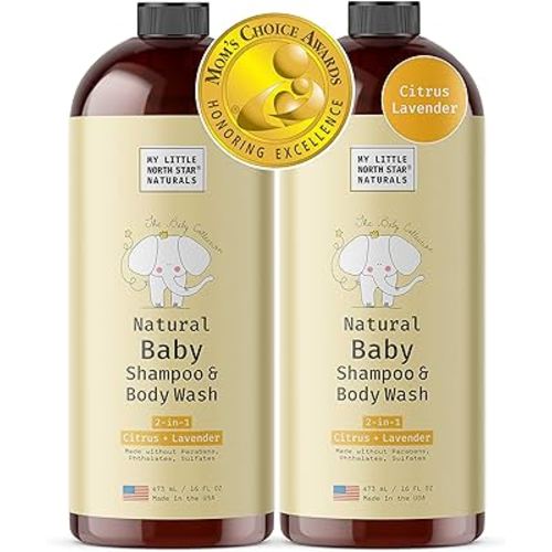 100% Natural Baby Shampoo & Body Soap/ Wash (2 Pack) - Non-Toxic Hypoallergenic Care for Kids, Babies, Infant & Newborn with Sensitive Skin - Citrus Lavender Non-Irritating (Mom's Choice Award Winner)