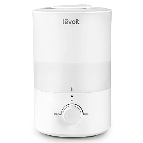 LEVOIT Humidifiers for Bedroom, Quiet (3L Water Tank) Cool Mist Top Fill Essential Oil Diffuser with 25Watt for Home Large Room, 360° Nozzle, Rapid Ultrasonic Humidification for Baby Nursery and Plant - White