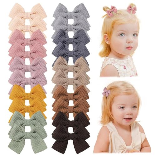 20pcs Baby Hair Clips Girls Bows 2" Mini Alligator Clip Toddler Pigtail Bow Fine Hair Clip
