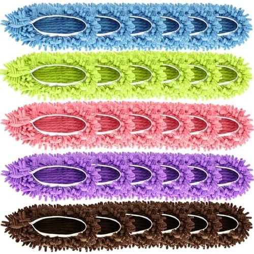 Mop Slippers Shoes 15 Pairs (30 Pieces) - Microfiber Cleaning House Mop Slippers, Floor Cleaning Tools Shoe Cover, Soft Machine Washable Reusable Microfiber Foot Socks for House Kitchen Office