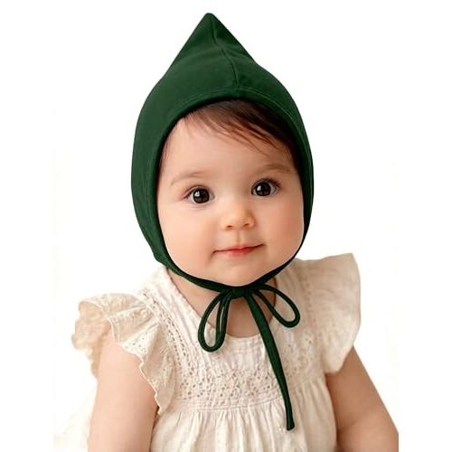 Bidadary Newborn Baby Bonnet Hat 0-12 Months Cotton Infant Hospital Hat Baby Sleep Hat Chin Strap Beanie for Spring Summer