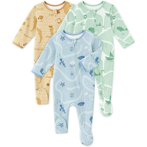 Baby Sleepers 3Pcs 100% Cotton Pajamas for Newborn 0-3 3-6 6-9 Months Boys Girls Clothes Sleep 'N Play Footed PJs