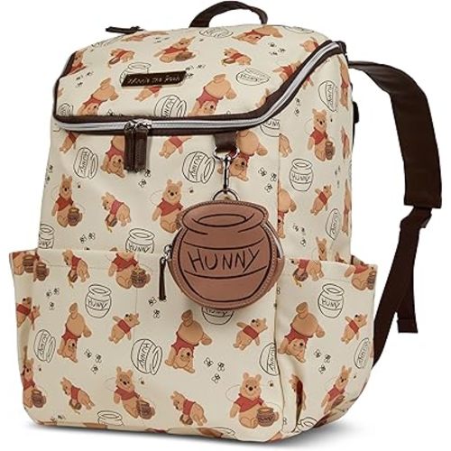 Disney Diaper Bag Backpack with Changing Pad Winnie the Pooh – 16” Nylon Baby Bag for Parents, Insulated Bottle Holders, Multiple Storage Pockets