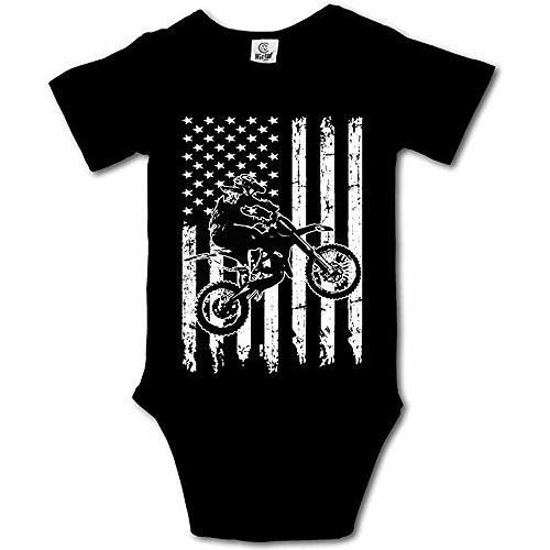 LyCheer Dirt Bike Motocross Short Sleeve Baby Onesies Newborn Bodysuit Infant Clothes Black