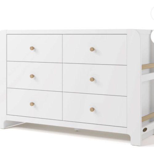 Read-with-Me White with Driftwood 6 Drawer 52.01 in. Wide Dresser