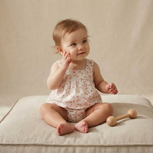 Organic Scalloped Top & Bloomers Set - Pink Bloom