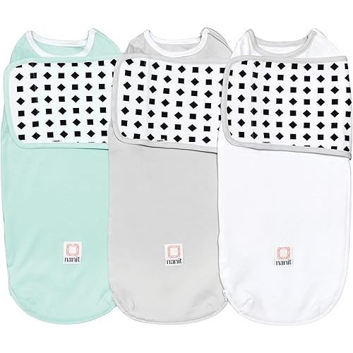 Nanit Breathing Wear Swaddle 3-Pack – Works with Nanit Pro Baby Monitor to Track Breathing Motion Sensor-Free, Real-Time Alerts, 100% Cotton, Size Large, 3-6 Months, Multi-Color