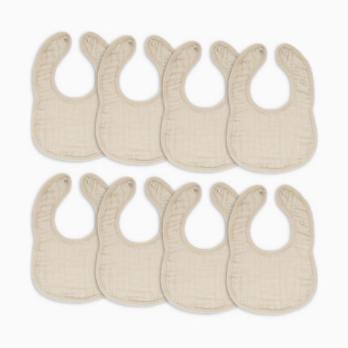 Muslin Bibs with Adjustable Snaps (8 Pack) - Sand