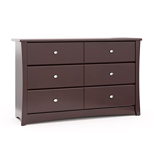 Storkcraft Crescent 6-Drawer Dresser (Espresso)  GREENGUARD Gold Certified, Brown Dresser for Bedroom, Kids & Nursery Storage Chest, Safety Interlocking Drawers, Pre-Installed Tracks, Kids Chest