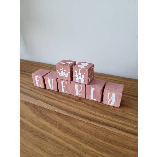 Princess Name Wood Blocks - Personalized Blocks - Girl Nursery - Kids Room Decorations - Shelf Decor