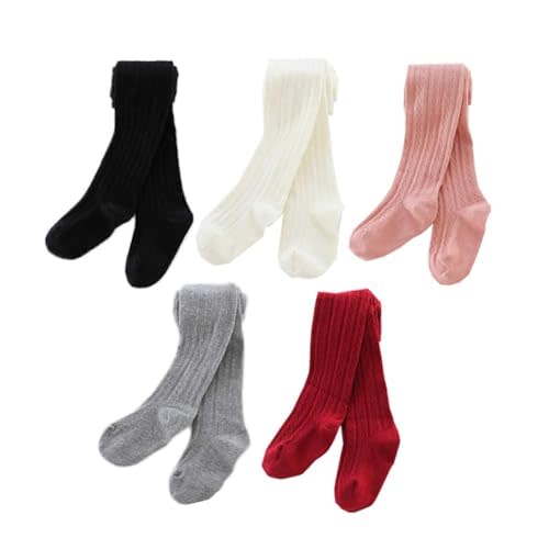 Ehdching 5 Pack Baby Toddler Girls Children Cable Knit Cotton Tights Leggings Stocking Pants