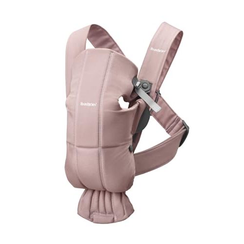 BabyBjörn Baby Carrier Mini, Dusty Pink, Woven | Newborn Carrier (7-15 lbs), Ergonomic, Easy-to-Use