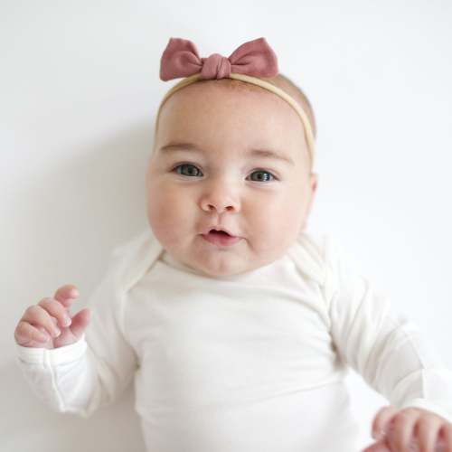 Bamboo Muslin Tiny Bow in Dusty Rose
