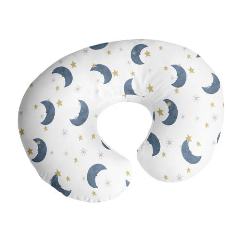 Sweet Jojo Designs Moon Bear Blue Gold and White Nursing Pillow Cover Case (Pillow Not Included) (Pillow NOT Included)