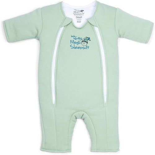 Magic Sleepsuit Baby Merlin's Cotton Baby Swaddle Transition Product - Soft and Cozy Design, Double Zipper for Easy Diaper Changes, Promotes Safe Sleep, 3-6 Months - Sage Green - Large 18-21lbs