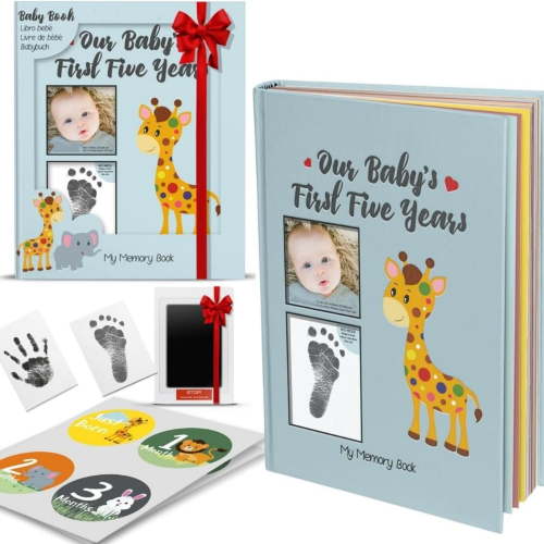 Keepsake Memory Book for Baby Boy or Girl Timeless First 5 Year Baby Book A Milestone Baby Book from Birth to Age 5 Gender Neutral Journal Scrapbook Photo Album Stickers Baby Ink Pad