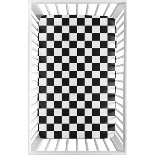 Sweet Jojo Designs Boy, Girl, Unisex/Gender Neutral Baby Fitted Mini Crib Sheet Gingham Checkered Plaid Black and White