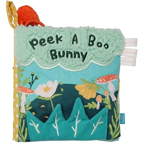 Manhattan Toy Fairytale Peek-a-Boo Soft Activity Crinkle Book for Baby & Toddler with Tethered Bunny Squeaker Small