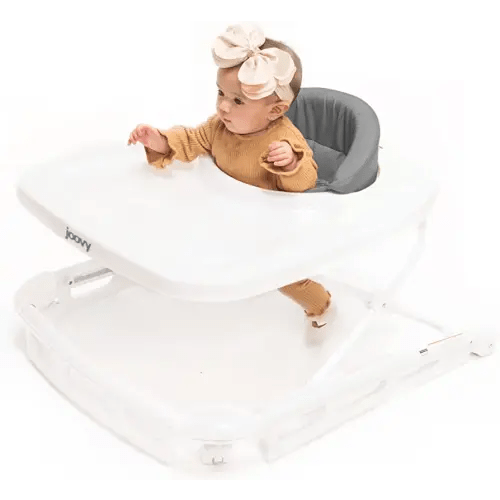 Joovy Spoon Baby Walker & Activity Center Featuring Three Adjustable Heights, Extra-Large Tray, and 30 lb Weight Capacity - JPMA Safety Certified, Charcoal