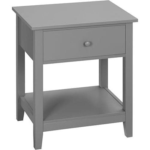 HOMCOM End Table, 2-Tier Side Table with Drawer and Storage Shelf, Modern Side Table for Living Room, White