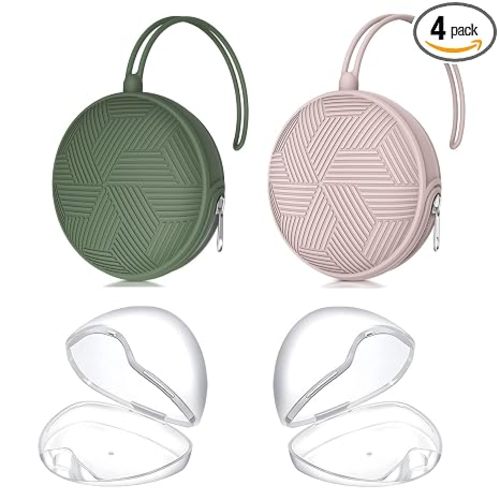 Pacifier Holder Case, 4-Piece Pacifier Case Set for Diaper Bag | BPA-Free, Food-Grade Silicone, Odor-Free, Anti-Loss,Easy to Clean, Easy to Carry, Attaches to Strollers, Travel-Friendly