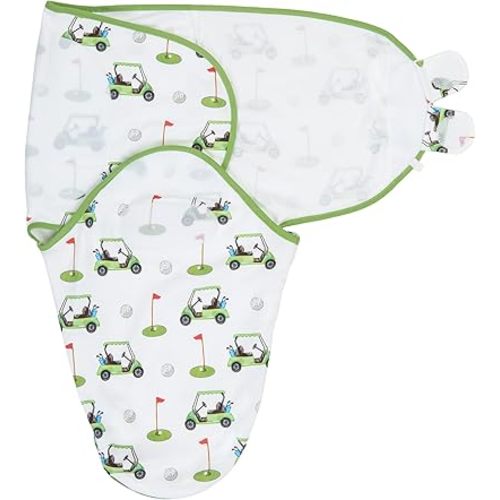 LollyBanks Swaddle Sack 0-3 Months, 100% Soft and Breathable Organic Cotton Neutral Baby Swaddles, Lightweight Infant Swaddle with Easy Change Zipper for Boys and Girls, Registry (Golf Print)