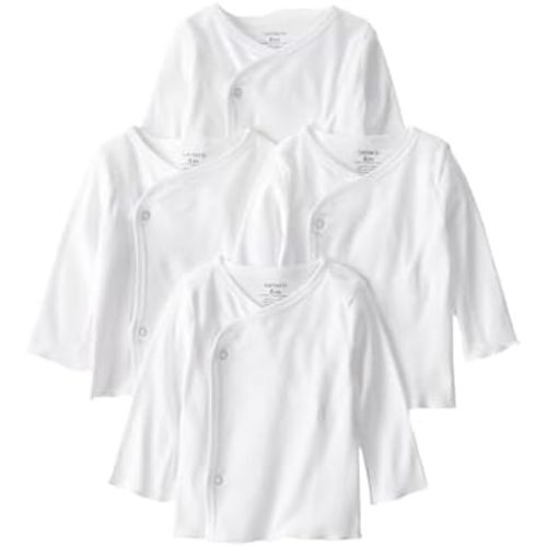 Carter's Unisex 4 Pack Long Sleeve Side Snap Mitten Cuff Shirt