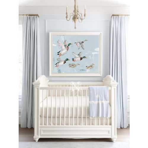 Mallard Duck Landscape Print: Nursery Art Pastel Painting, Preppy Wall Art (Printable)