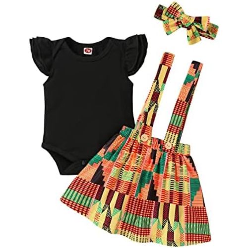 YOUNGER TREE Infant Toddler Baby Girl Summer Outfit Sunflower Strap Sets Sleeveless Romper Suspender Skirt 3pcs Clothing Sets