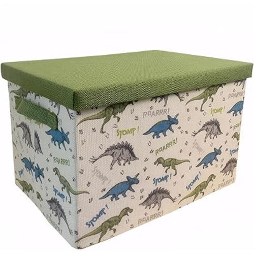 Dinosaur Print Kids Storage Box, Foldable Cotton Storage Basket for Boys,Closet Organizer For Living Room, Shelves, Nursery