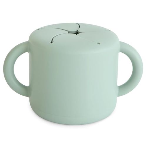 mushie Silicone Snack Cup | Spill Proof Food Container for Toddler and Baby (Cambridge Blue)