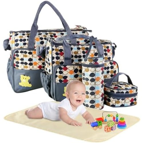 5PCS Baby Nappy Diaper Bags Set Mummy Diaper Shoulder Bags