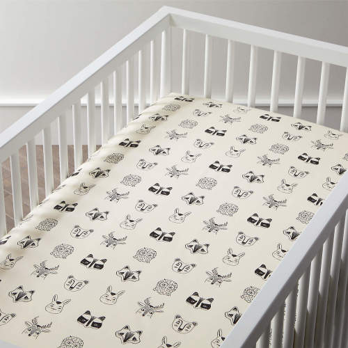 Stay Cool Roxy Marj Woodland Animal 100% Organic Cotton Baby Crib Fitted Sheet