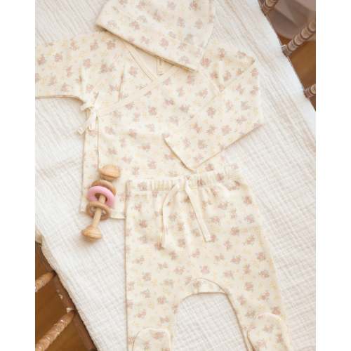 Wrap Top + Footed Pant Set Flower Field