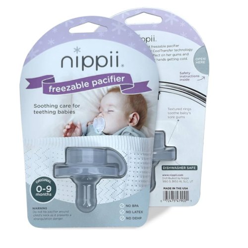 Freezable Pacifier for Baby Teething Relief - Safe Infant Teether with Cooling Effect - Easy to Clean, Medical Grade Soft Silicone - BPA Free - for Babies 0-9 Months - Made in USA