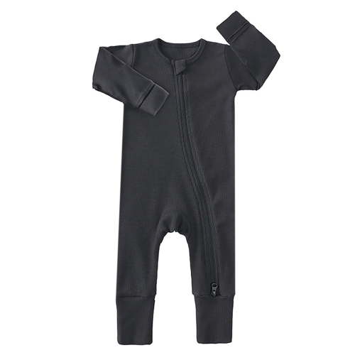 ENFLASH Unisex Baby 2 Way Zipper Footless Pajamas Ribbed Bamboo Viscose Long Sleeve Footed Sleepers Sleep 'N Play