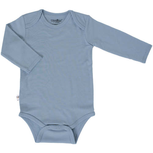 Baby Bodysuit, Long Sleeve, Merino Wool, Blue 3-6 Months