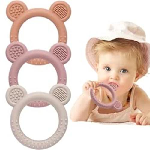 Baby Teething Toys 3-6 Months, Teethers for Babies 6-12 Months, Silicone Teething Ring Toys Easy to Grasp, Teething Relief for Baby Infant Toys, BPA Free