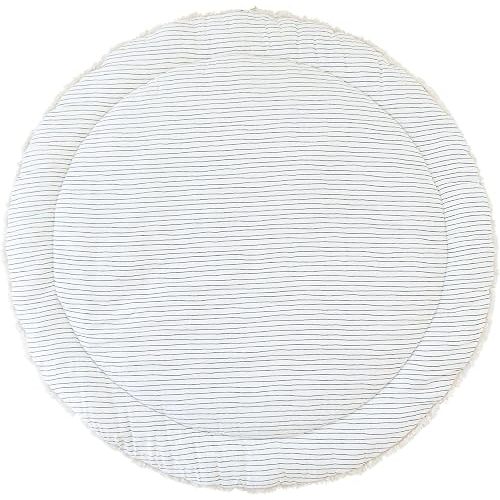 GOTS Certified Organic Cotton Play Mat (Round 48", Navy Stripes)
