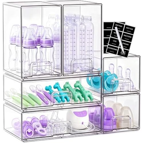 6 Pack Stackable Baby Bottle Organizer Storage for Countertop