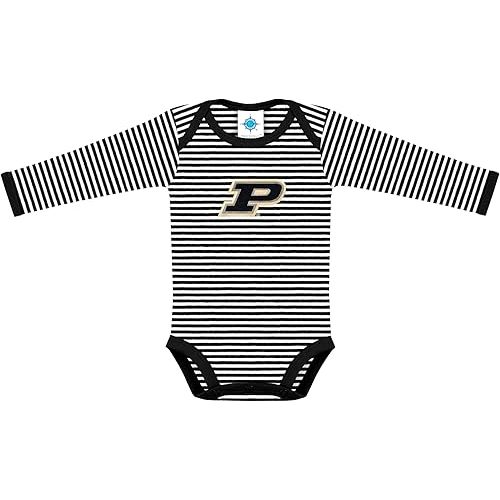 Creative Knitwear College Baby Striped Long Sleeve Bodysuit - Team Logo, Multiple Colors, Unisex (0-12 Months)