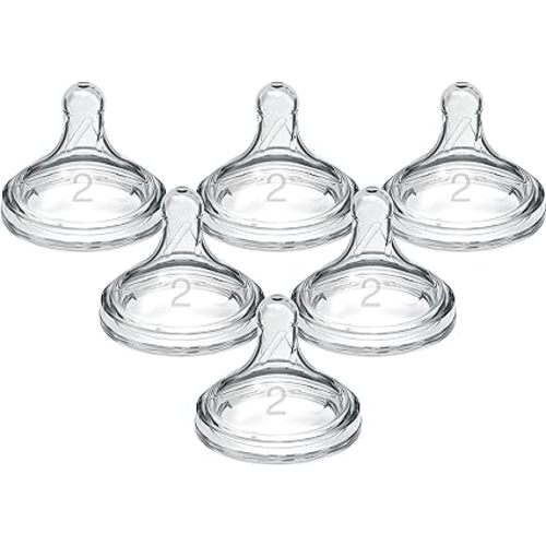 Dr. Brown's Options+ Wide-Neck Baby Bottle Nipple, Level 2 (3 Months+), 6 Count